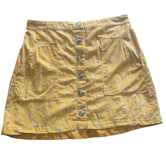 American Eagle Outfitters Yellow Floral Mini Skirt Size:L - Picture 1 of 6